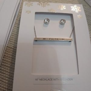 Faith 16" Bar Necklace & Earrings Set